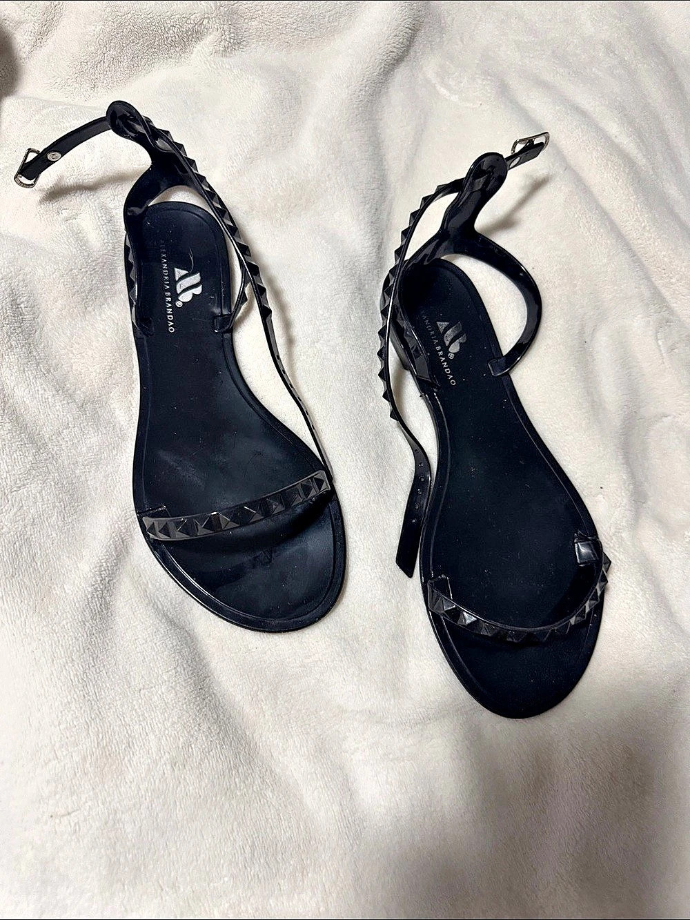 Alexandria Brandao Aria Black Studded Jelly Sandals